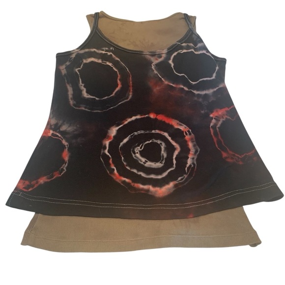 Two Tank Tops Together or Not Tie Die Boho & Rocker Embellished Statement Top S - Picture 4 of 14